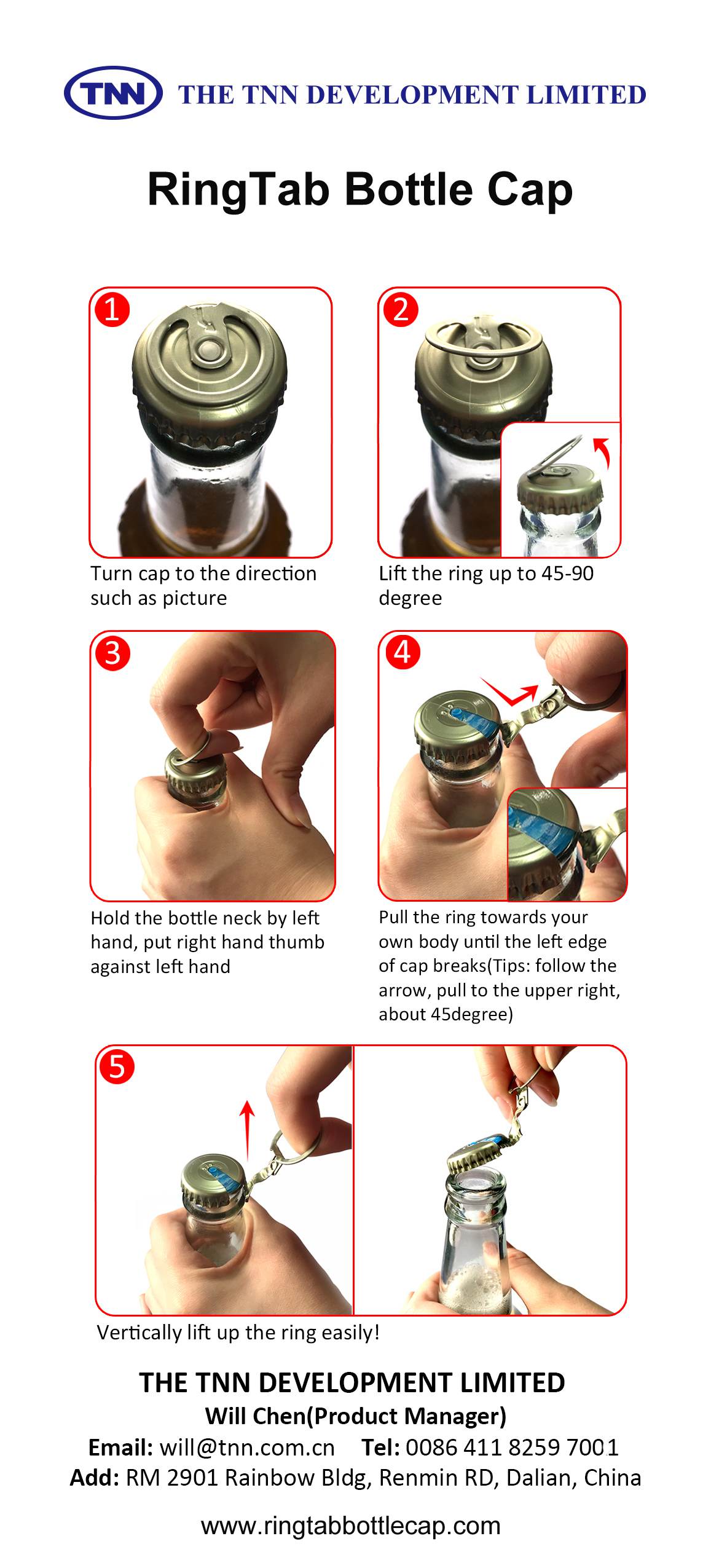 RingTab Bottle Cap Uncapping Instruction 1 RingTab Bottle Cap Uncapping Instruction 1